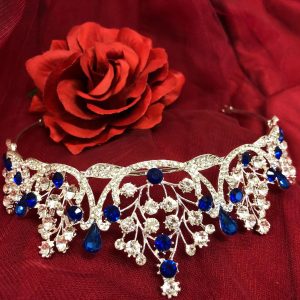 Hopeanvärinen tiara sinisillä korukivillä, BLUE