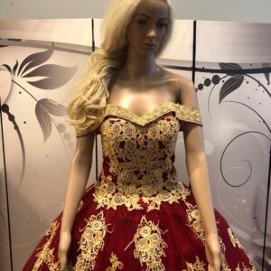 Vanhojentanssimekko, punainen/kulta, RED/GOLD