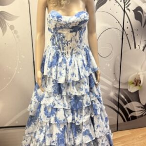 Vanhojentanssimekko, sinivalkoinen